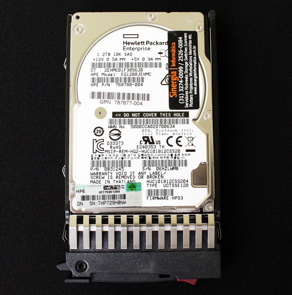 Hd Hpe Gb Sas Gbps K Rpm Sff Dp Enterprise Hot Plug Para Storage Msa