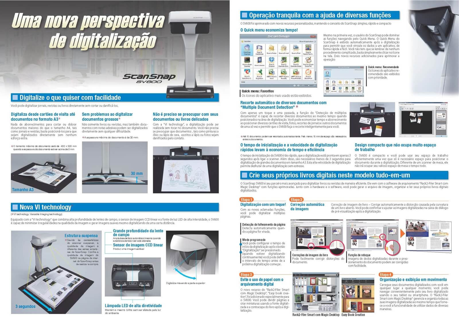 Sv830 Scanner SV600 Scanner Fujitsu ScanSnap - Garantia Oficial Ricoh do Brasil de 1 ...