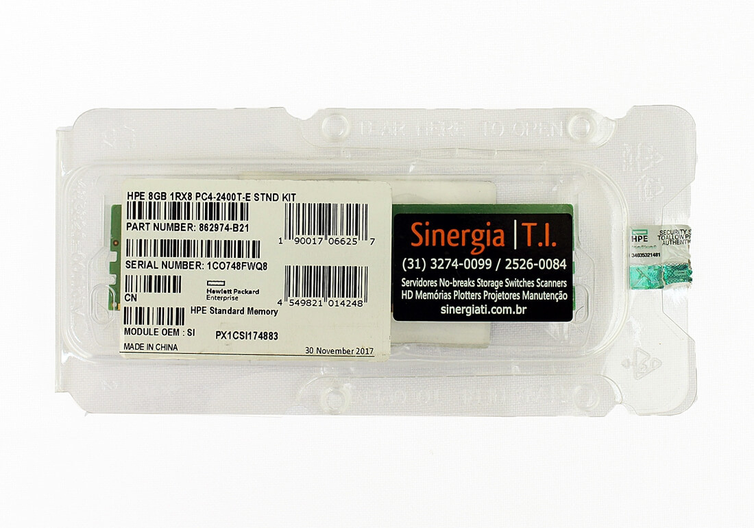 Memoria RAM HPE 8GB (1x8GB) DDR4-2400, CAS-17-17, Single Rank, Senza Buffer – 862689-091 (USATA)