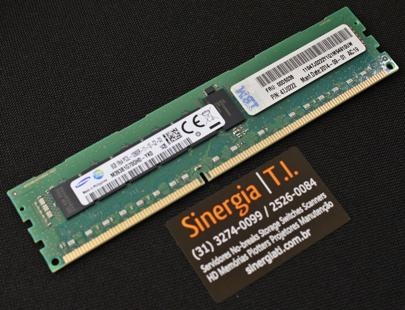 Ram Ibm 00D5038 | Memória RAM IBM 8GB RDIMM PC3L-12800R DDR3 1600MHz 1Rx4 FRU