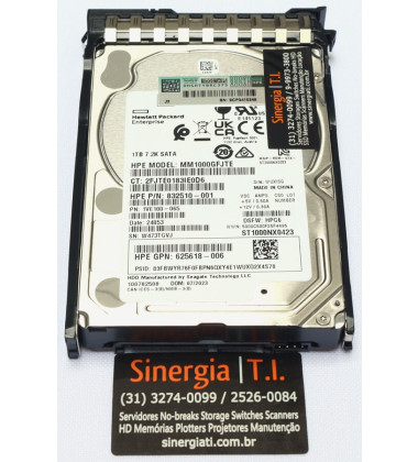 HD 1TB SATA Servidor HPE ProLiant DL380 Gen10+ 6 Gbps 7.2K RPM 2,5" SFF Hot-Plug Pronta Entrega