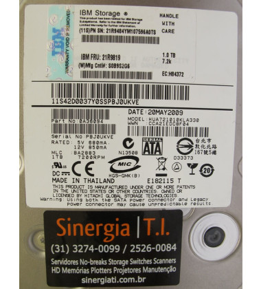 21R9819 HD 1TB SATA 3GB/s Cache 7,2K RPM 3,5