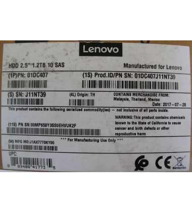 01DC407 HD 1.2TB SAS 12Gbps 10K RPM SFF 2.5