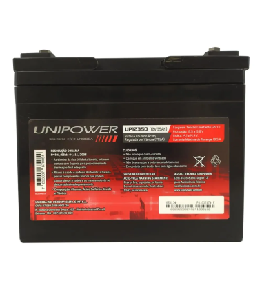UP12350 Kit Bateria Selada VRLA 12V 35,0AH Unipower Estacionária Pronta Entrega