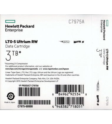 C7975A Fita dados HP Ultrium LTO-5 1.5/3TB em estoque