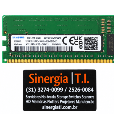 AC830717 Memória 32GB Dual Rank x8 DDR5 RDIMM 5600MTs 1.1V Registrada para Servidor Dell PowerEdge Em Estoque