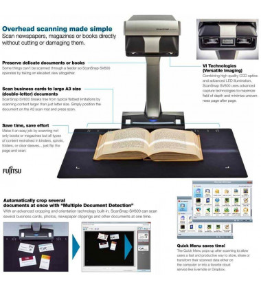 SV600 Scanner Fujitsu A3 planetário especificações básicas