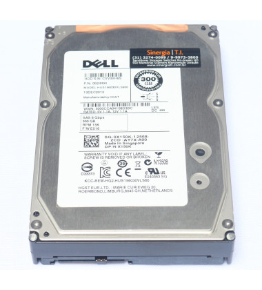 0B24494 HD Dell 300GB SAS 6Gbps 15K RPM 3.5" F/W E516 P/N Pronta Entrega