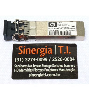 AJ718A HPE Gbic 8Gb SW FC SFP+ XCVR-E Fiber channel Transceiver P/N Envio Imediato