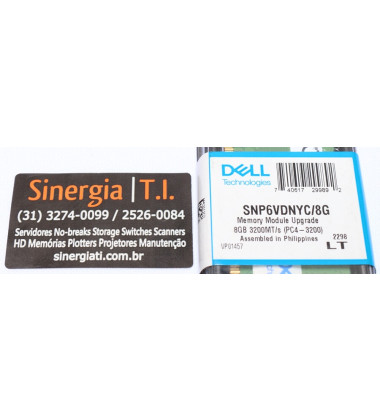 Memória RAM 8GB DDR4 RDIMM 3200MHz ECC 1Rx8 para Servidor PowerEdge MX750c Envio imediato