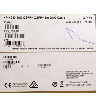 JG328A HPE FlexNetwork X240 40G QSFP+ QSFP+ 5m Direct Attach Copper Cable disponivel