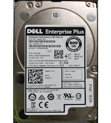 033KFP HD Dell 600GB SAS 6 Gbps 10K RPM SFF 2,5" para Storage PS6110 e PS4110 DP/N pronta entrega