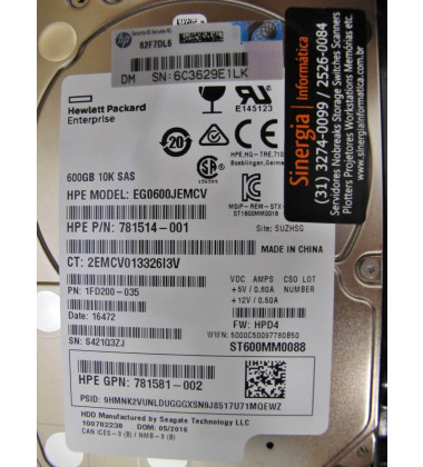 2C7200-035 HD HPE 600GB SAS 12 Gbps 10K RPM SFF 2,5