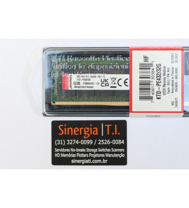 Memória Kingston 32GB DDR4 3200MTps ECC Registered DIMM para Servidor Dell PowerEdge Em Estoque