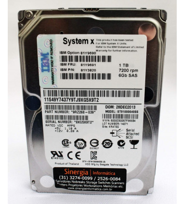 81Y9690 HD IBM 1TB SAS 6 Gbps 7.2K RPM SFF 2,5