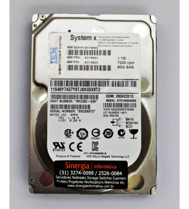 81Y9691 HD IBM 1TB SAS 6 Gbps 7.2K RPM 2,5