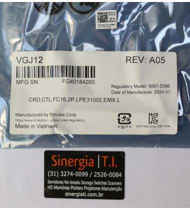 0RXNT1 HBA Dell Emulex Dual 16Gbps LPe31000 LPe32000 16/32Gb Fibre Channel DP/N Preço