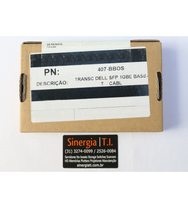 407-BBOS Transceptor Óptico 1.25GbE RJ-45 SFP 1000BASE-T para Switch Dell PowerEdge Valor