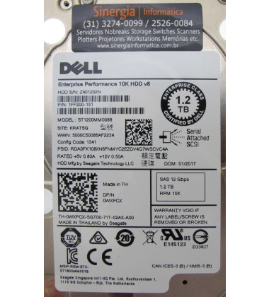 1FF200-151 HD Dell 1.2TB SAS 12 Gbps 10K RPM SFF 2,5" para Servidores Dell ST1200MM0088 pronta entrega