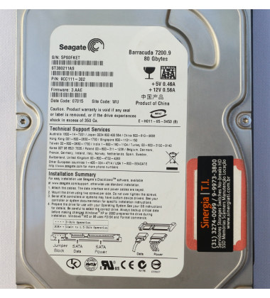 ST380211AS HD Seagate Barracuda 7200.9 80GB SATA 7.200RPM 3.5