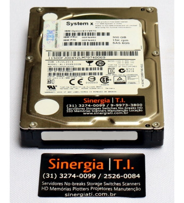 00FN460 HD IBM 300GB SAS 6 Gbps 15K RPM para Servidores System x3500 FRU em estoque