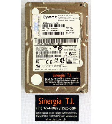 00FN460 HD IBM 300GB SAS 6 Gbps 15K RPM para Servidores System x3500 FRU preço