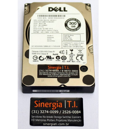 0CWHNN HD Dell 300GB SAS 6 Gbps 10K RPM SFF 2,5" para Servidor PowerEdge e PowerVault DP/N pronta entrega