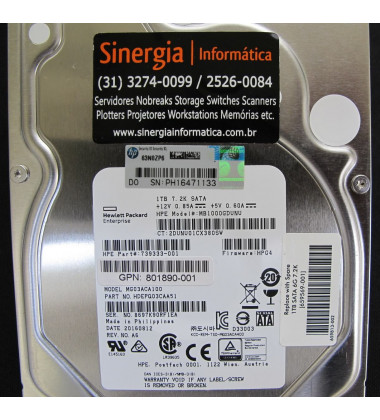 659337-B21 HD HPE 1TB SATA 6 Gbps 7.2K RPM LFF 3,5