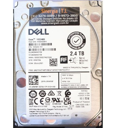 0F9NWJ HD Dell 2.4TB SAS 12 Gbps 10K RPM SFF 2,5" para Servidor em estoque