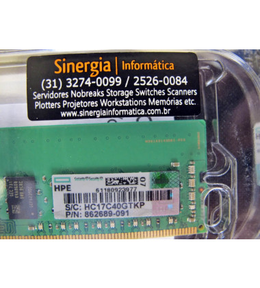 Memória RAM 8GB para Servidor HPE ML30 Gen9 Single Rank x8 DDR4-2400 etiqueta hpe