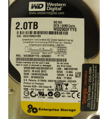 WD2003FYYS HD Western Digital 2TB SATA 3 Gbps 7.2K RPM LFF 3,5