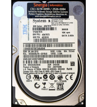 42C0518 HD IBM 300GB SATA 3 Gbps 10K RPM SFF 2,5