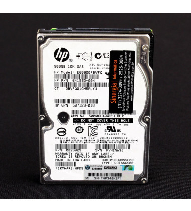 619291-B21 | HD HPE 900GB SAS 6Gb/s Enterprise 10K SFF (2.5in) HDD Hot-Plug frontal