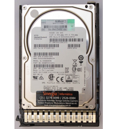 872736 HD HPE 600GB SAS 12 Gbps 10K RPM SFF 2,5" DS Enterprise Hot-Plug pronta entrega