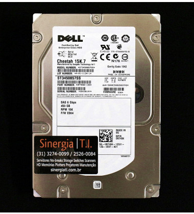 ST3450857SS HD Dell 450GB SAS 6 Gbps 15K.7 LFF 3.5" Cheetah Enterprise Hot-Plug pronta entrega