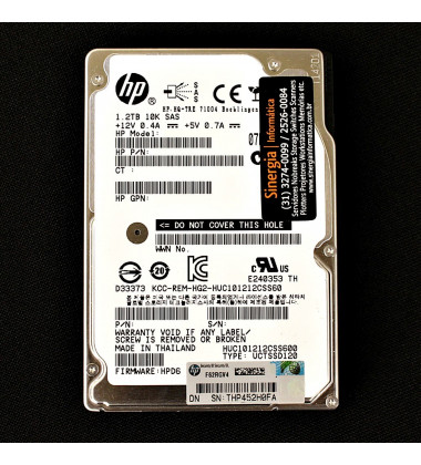 718160-B21 | HD HPE 1.2TB SAS 6Gb/s Enterprise 10K SFF (2.5in) HDD Hot-Plug rótulo