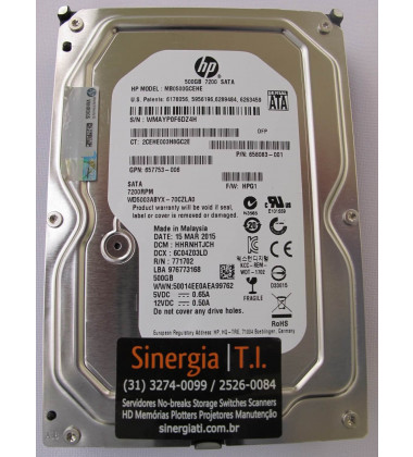 658083-001 HD HP 500GB SATA 6Gb/s Enterprise 7.2K LFF (3.5in) Hot-Plug foto etiqueta