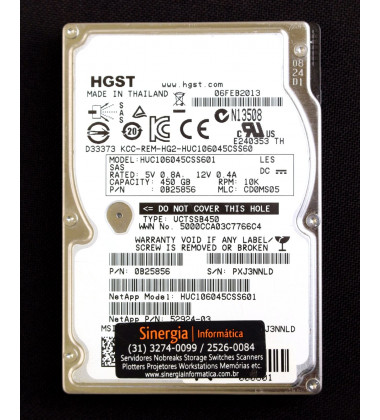 HUC106045CSS601 HD Hitachi 450GB SAS 6 Gbps 10K RPM SFF 2,5" Enterprise Model Pronta entrega