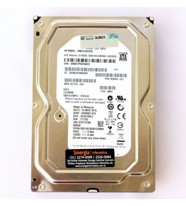 MB0500GCEHE  HD HP 500GB SATA 6Gb/s Enterprise 7.2K LFF (3.5in) Hot-Plug rótulo