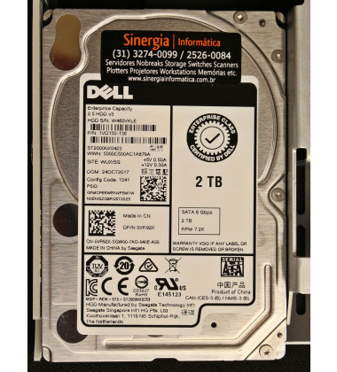400-AUWQ HD Dell Enterprise 2TB SATA 6 Gbps 7.2K 2,5" foto close 2.5 Capacity HDD v3 pronta entrega