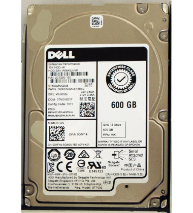 0D1F14 HD Dell 600GB SAS 12 Gbps 10K RPM LFF 3,5