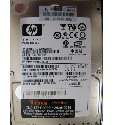 507127-B21 HD HPE 300GB SAS 6Gb/s Enterprise 10K SFF (2.5in) HDD Hot-Plug label pronta entrega