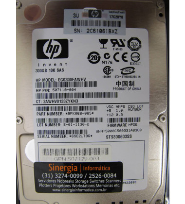 507284-001 HD HPE 300GB SAS 6Gb/s Enterprise 10K SFF (2.5in) HDD Hot-Plug label pronta entrega