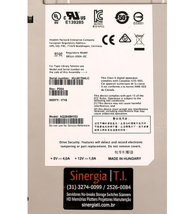 BL540B Product No. HP Tape Drive LTO-5 para Uso em Unidade Robótica MSL2024 AK379A Spare: 695111-001 label