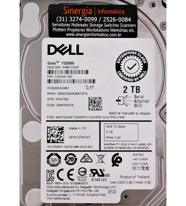 400-ALOB HD Dell 2TB SAS 12 Gbps 7.2K RPM LFF 3,5