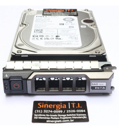 HD 8TB SAS 12Gbps 3,5" LFF 7.2K RPM Genuíno para Servidor Dell PowerEdge R340 Pronta entrega