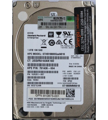 791436-004 HPE 3PAR 1.8TB SAS Hard drive - 10.000 RPM, 6 Gb/s transfer rate, 2.5-inch SFF - 8000 8200 8400 8450 Storage Systems label