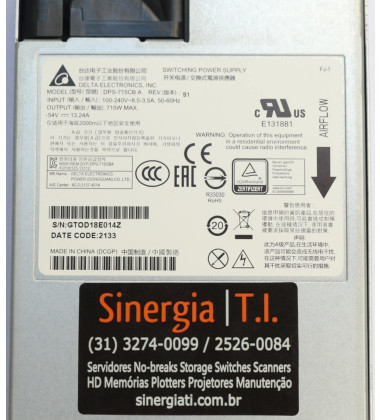 DP/N 03WH5T Fonte Dell de 715W para Switch Dell PowerSwitch S3124P: Envio imediato
