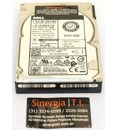  6DWVP HD DELL ENTERPRISE 600GB 10K SAS 12GBPS 2,5" em estoque 