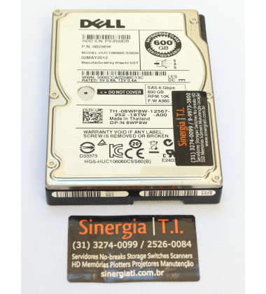 0B25656 | HD Dell 600GB SAS 6Gbps 10K RPM para Servidor R730XD SFF 2.5” pronta entrega